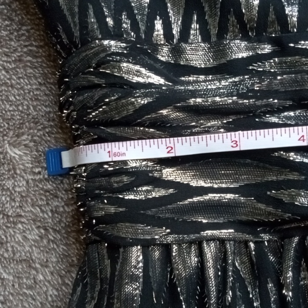 Halston Heritage silver and black metallic scarf neck dress - Picture 5 of 12